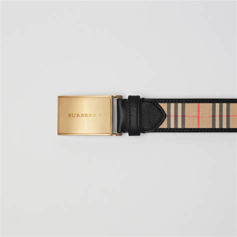 burberry plaque buckle 1983 check and leather belt|Burberry Men's Charles Plaque Buckle 1983 Check Belt.